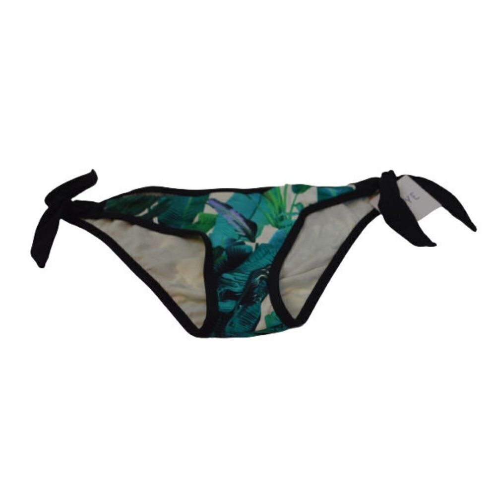 Skye Women's Bikini Swimsuit Bottom Black Tropical Floral Side Tie - NWT